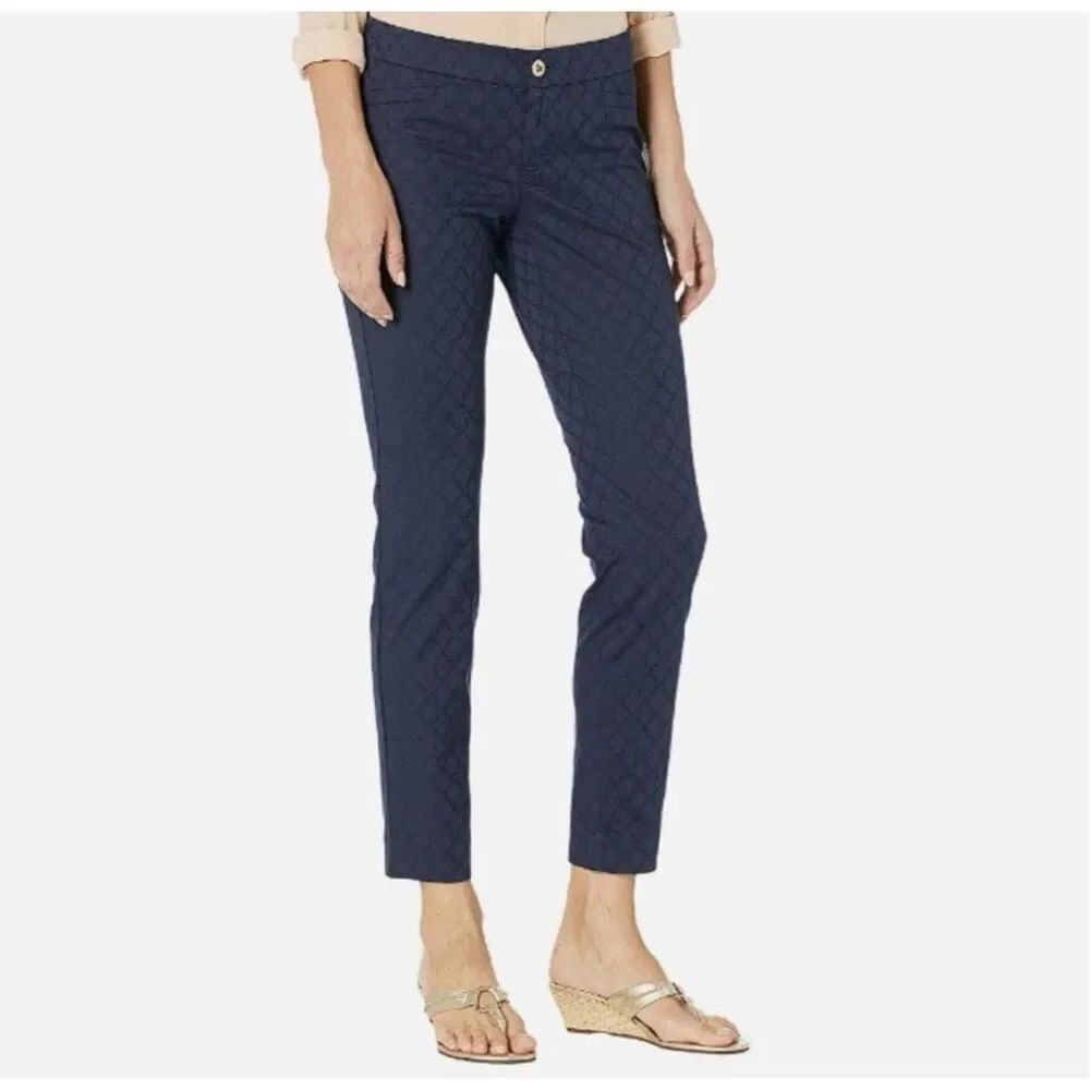 Lilly Pulitzer Kelly Navy blue textured ankle luxe 0 slacks